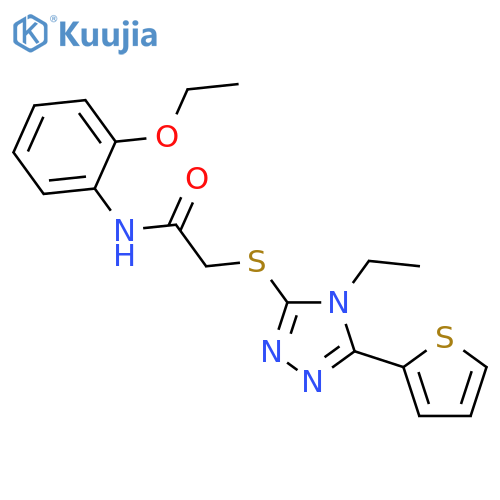 <br>N-(2-Ethoxyphenyl)-2-((4-ethyl-5-(thiophen-2-yl)-4H-1,2,4-triazol-3-yl)thio )acetamide structure