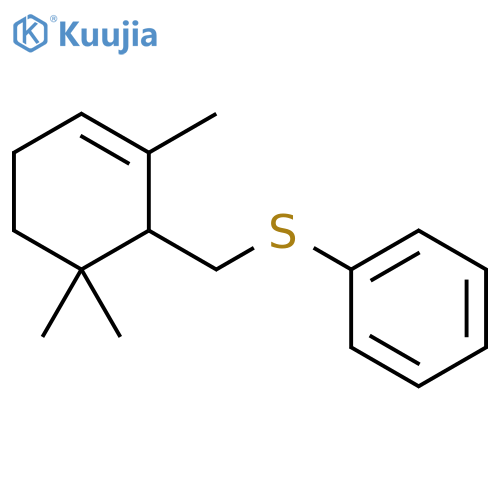 Benzene, [[(2,6,6-trimethyl-2-cyclohexen-1-yl)methyl]thio]- structure