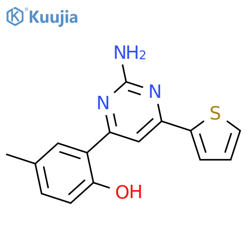 PHENOL, 2-[2-AMINO-6-(2-THIENYL)-4-PYRIMIDINYL]-4-METHYL- structure