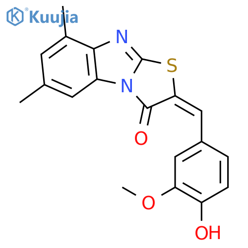 (2Z)-2-(4-hydroxy-3-methoxybenzylidene)-6,8-dimethyl[1,3]thiazolo[3,2-a]benzimidazol-3(2H)-one structure