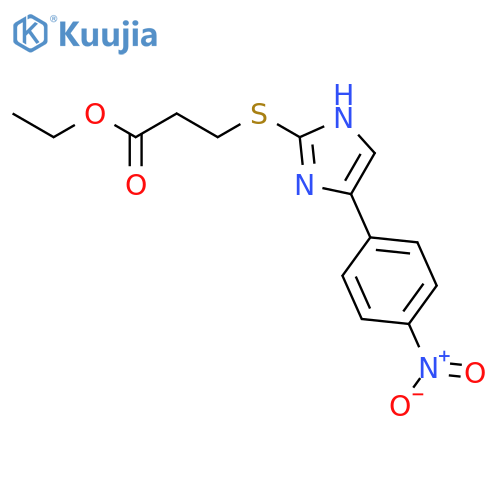 Propanoic acid, 3-[[4-(4-nitrophenyl)-1H-imidazol-2-yl]thio]-, ethyl ester structure