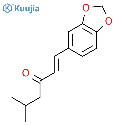 (1E)-1-(1,3-benzodioxol-5-yl)-5-methylhex-1-en-3-one structure