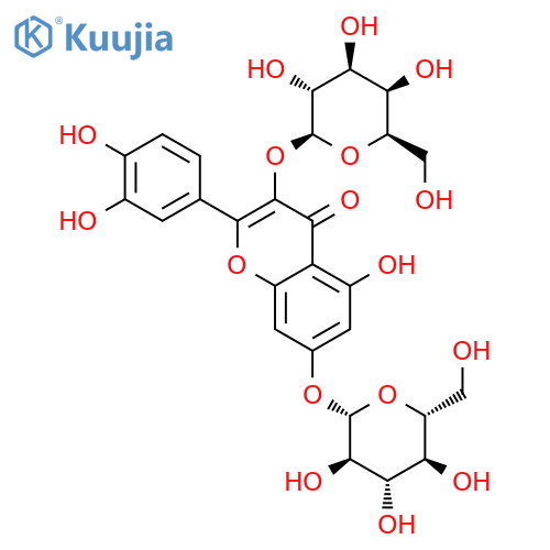 4H-1-Benzopyran-4-one,2-(3,4-dihydroxyphenyl)-3-(b-D-galactopyranosyloxy)-7-(b-D-glucopyranosyloxy)-5-hydroxy- structure