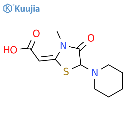 Acetic acid,2-[3-methyl-4-oxo-5-(1-piperidinyl)-2-thiazolidinylidene]-, (2Z)- structure