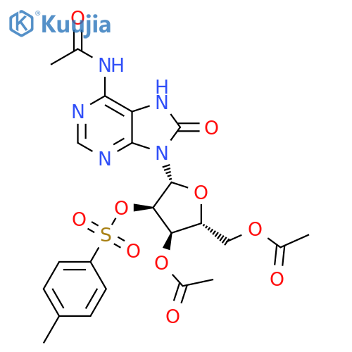 Adenosine, N-acetyl-7,8-dihydro-8-oxo-, 3',5'-diacetate 2'-(4-methylbenzenesulfonate) (9CI) structure