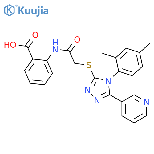 2-(2-{4-(2,4-dimethylphenyl)-5-(pyridin-3-yl)-4H-1,2,4-triazol-3-ylsulfanyl}acetamido)benzoic acid structure