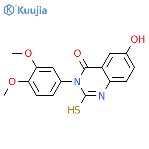 3-(3,4-dimethoxyphenyl)-6-hydroxy-2-sulfanyl-3,4-dihydroquinazolin-4-one structure