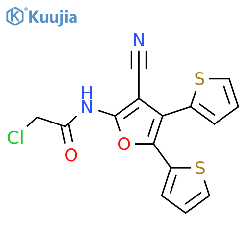 2-chloro-N-3-cyano-4,5-bis(thiophen-2-yl)furan-2-ylacetamide structure