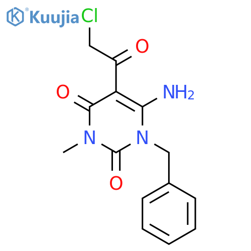 6-amino-1-benzyl-5-(2-chloroacetyl)-3-methyl-1,2,3,4-tetrahydropyrimidine-2,4-dione structure