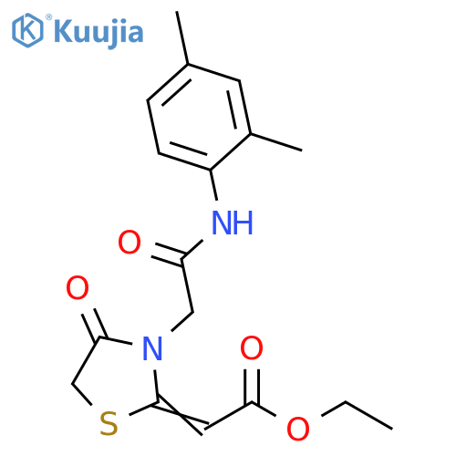 ethyl 2-(3-{(2,4-dimethylphenyl)carbamoylmethyl}-4-oxo-1,3-thiazolidin-2-ylidene)acetate structure