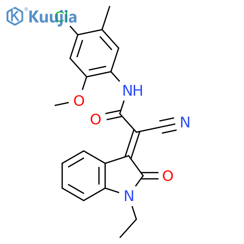 (2E)-N-(4-chloro-2-methoxy-5-methylphenyl)-2-cyano-2-(1-ethyl-2-oxoindol-3-ylidene)acetamide structure