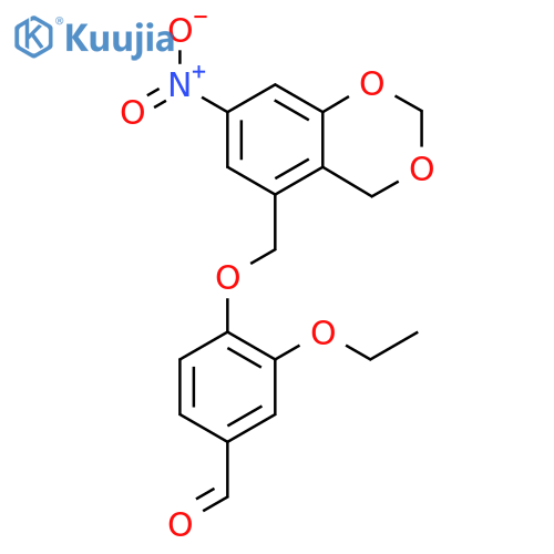3-ethoxy-4-[(7-nitro-4H-1,3-benzodioxin-5-yl)methoxy]benzaldehyde structure