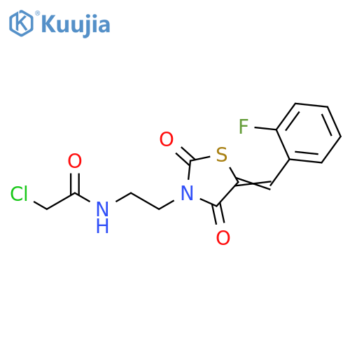 2-chloro-N-(2-{5-(2-fluorophenyl)methylidene-2,4-dioxo-1,3-thiazolidin-3-yl}ethyl)acetamide structure