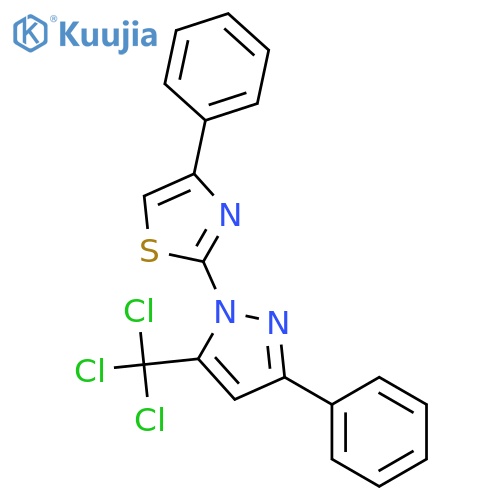 Thiazole, 4-phenyl-2-[3-phenyl-5-(trichloromethyl)-1H-pyrazol-1-yl]- structure