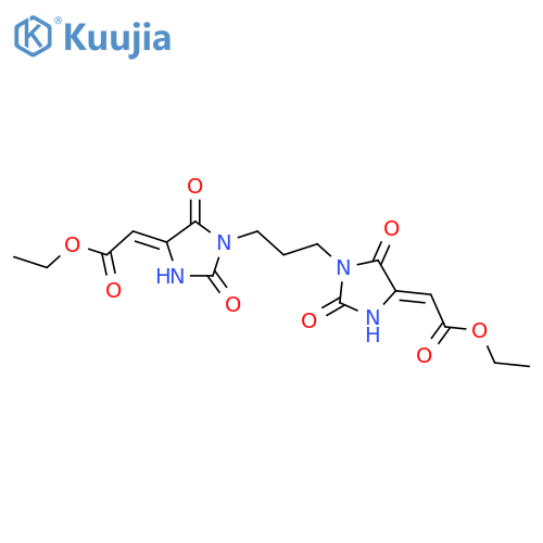 Acetic acid,2,2'-[1,3-propanediylbis(2,5-dioxo-1-imidazolidinyl-4-ylidene)]bis-, diethylester (9CI) structure