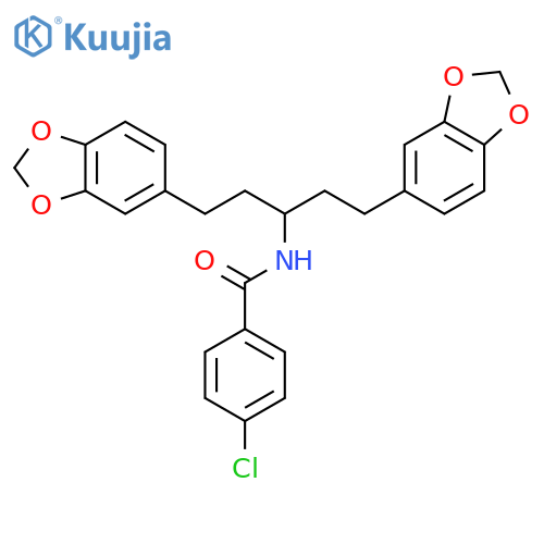 N-{3-(1,3-benzodioxol-5-yl)-1-[2-(1,3-benzodioxol-5-yl)ethyl]propyl}-4-chlorobenzamide structure