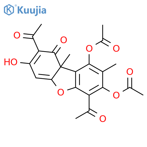 3 (9bH)-Dibenzofuranone, 2,6-diacetyl-7, 9-bis(acetyloxy)-1-hydroxy-8,9b-dimethyl- structure