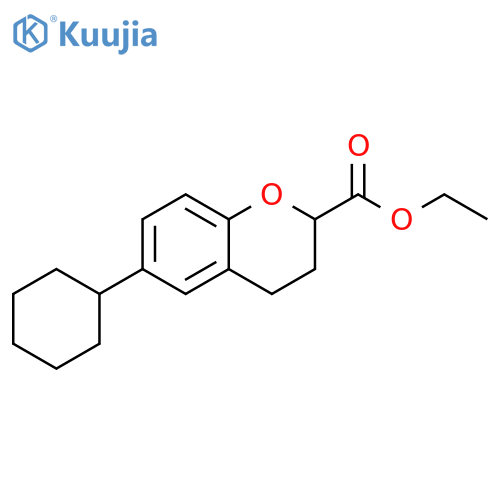 2H-1-Benzopyran-2-carboxylic acid, 6-cyclohexyl-3,4-dihydro-, ethyl ester structure