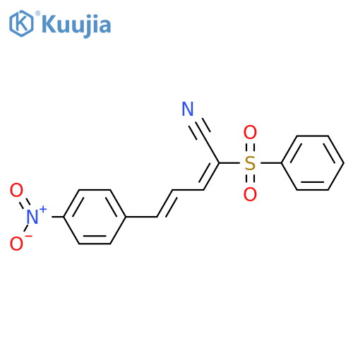 2-benzenesulfonyl-5-(4-nitrophenyl)-penta-2E,4E-dienenitrile structure
