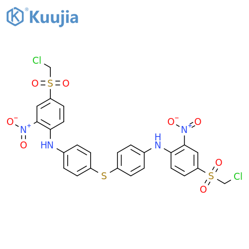 N,N'-(sulfanediyldibenzene-4,1-diyl)bis{4-[(chloromethyl)sulfonyl]-2-nitroaniline} structure