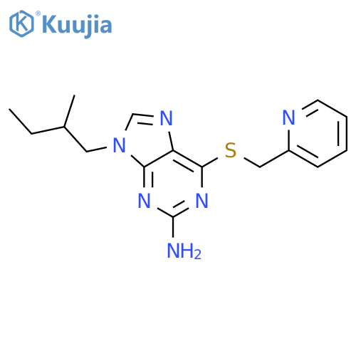 9-(2-methylbutyl)-6-[(pyridin-2-ylmethyl)sulfanyl]-9H-purin-2-amine structure