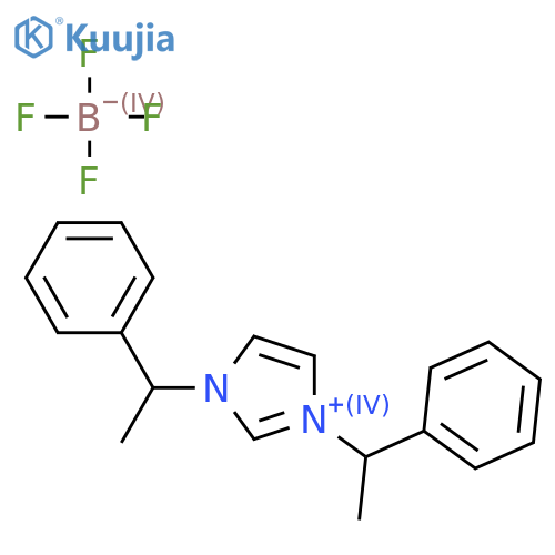 1H-Imidazolium, 1,3-bis[(1R)-1-phenylethyl]-, tetrafluoroborate(1-) structure