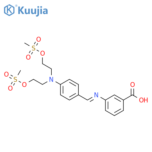 3-[[4-[bis(2-methylsulfonyloxyethyl)amino]phenyl]methylideneamino]benzoic Acid;hydrochloride structure