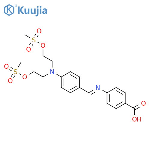 4-[[4-[bis(2-methylsulfonyloxyethyl)amino]phenyl]methylideneamino]benzoic Acid;hydrochloride structure