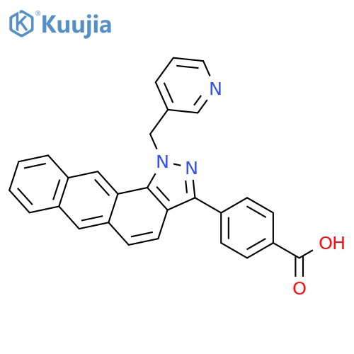 Benzoic acid, 4-[1-(3-pyridinylmethyl)-1H-naphth[2,3-g]indazol-3-yl]- structure
