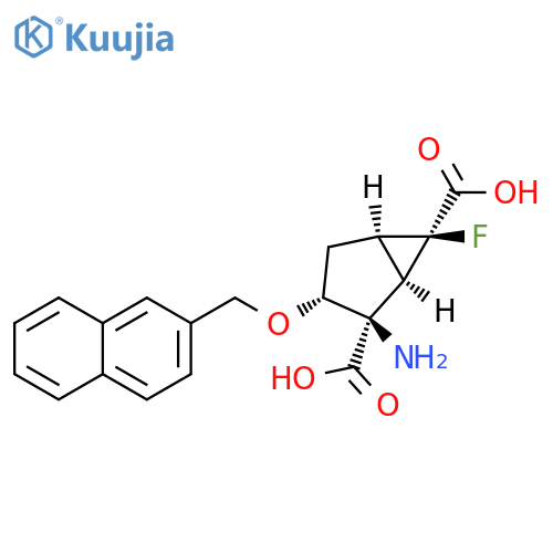 Bicyclo[3.1.0]hexane-2,6-dicarboxylic acid, 2-amino-6-fluoro-3-(2-naphthalenylmethoxy)-, (1R,2R,3R,5R,6R)- structure