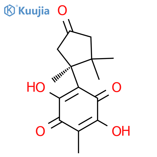 3,6-Dihydroxy-5-methyl-2-[(S)-1,2,2-trimethyl-4-oxocyclopentan-1α-yl]-2,5-cyclohexadiene-1,4-dione structure