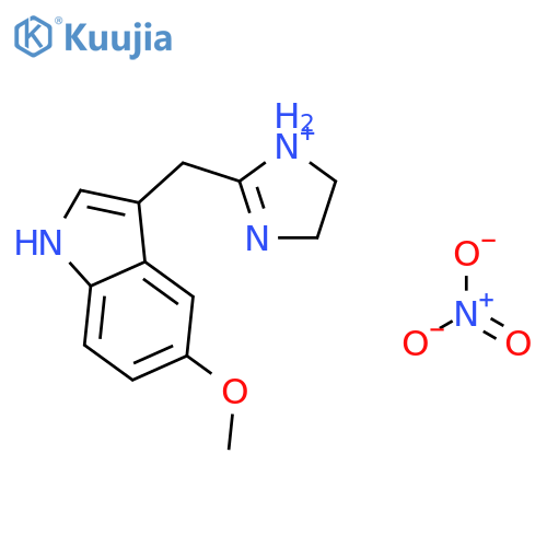 2-[(5-methoxy-1H-indol-3-yl)methyl]-4,5-dihydro-1H-imidazol-1-ium nitrate structure