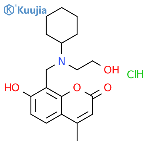 8-{[cyclohexyl(2-hydroxyethyl)amino]methyl}-7-hydroxy-4-methyl-2H-chromen-2-one hydrochloride structure