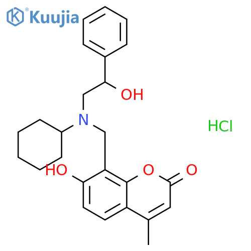 8-{[cyclohexyl(2-hydroxy-2-phenylethyl)amino]methyl}-7-hydroxy-4-methyl-2H-chromen-2-one hydrochloride structure