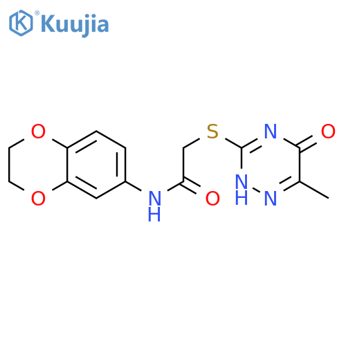 N-(2,3-dihydro-1,4-benzodioxin-6-yl)-2-(6-methyl-5-oxo-4,5-dihydro-1,2,4-triazin-3-yl)sulfanylacetamide structure