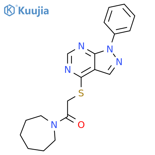 1-(azepan-1-yl)-2-({1-phenyl-1H-pyrazolo3,4-dpyrimidin-4-yl}sulfanyl)ethan-1-one structure