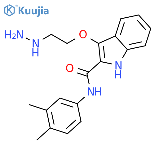 N-(3,4-dimethylphenyl)-3-(2-hydrazinoethoxy)-1H-indole-2-carboxamide structure