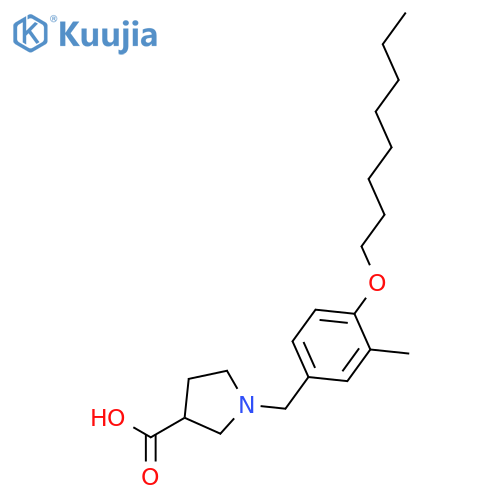 3-Pyrrolidinecarboxylic acid, 1-[[3-methyl-4-(octyloxy)phenyl]methyl]- structure