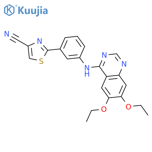 4-Thiazolecarbonitrile, 2-[3-[(6,7-diethoxy-4-quinazolinyl)amino]phenyl]- structure