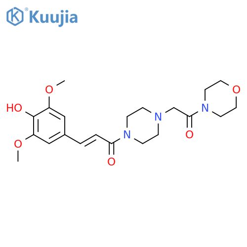 2,6-dimethoxy-4-{(1E)-3-[4-(2-morpholin-4-yl-2-oxoethyl)piperazin-1-yl]-3-oxoprop-1-en-1-yl}phenol structure