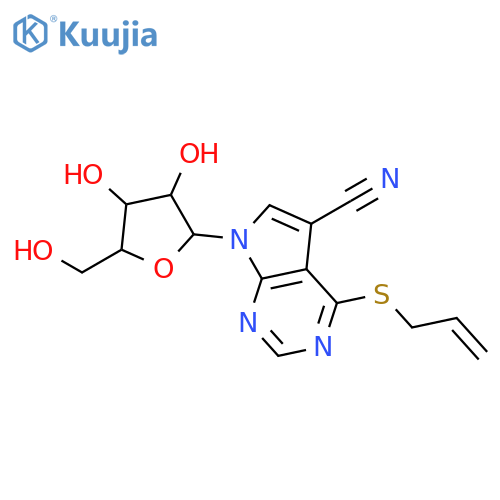 9-[3,4-dihydroxy-5-(hydroxymethyl)oxolan-2-yl]-5-prop-2-enylsulfanyl-2,4,9-triazabicyclo[4.3.0]nona-2,4,7,10-tetraene-7-carbonitrile structure