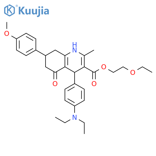 2-ethoxyethyl 4-[4-(diethylamino)phenyl]-7-(4-methoxyphenyl)-2-methyl-5-oxo-1,4,5,6,7,8-hexahydroquinoline-3-carboxylate structure