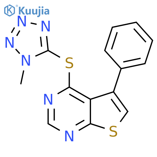 1-methyl-5-({5-phenylthieno2,3-dpyrimidin-4-yl}sulfanyl)-1H-1,2,3,4-tetrazole structure