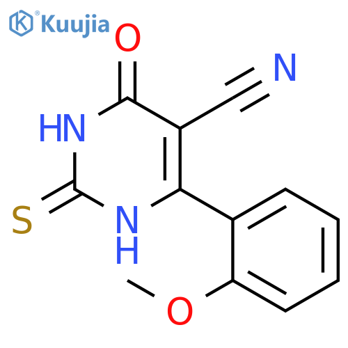 6-(2-methoxyphenyl)-4-oxo-2-sulfanylidene-1,2,3,4-tetrahydropyrimidine-5-carbonitrile structure