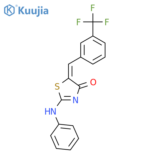 (5E)-2-(phenylamino)-5-[3-(trifluoromethyl)benzylidene]-1,3-thiazol-4(5H)-one structure