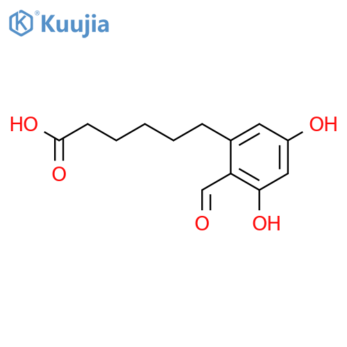 Benzenehexanoic acid, 2-formyl-3,5-dihydroxy- structure