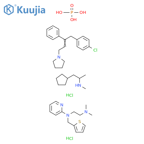 1,2-Ethanediamine, N,N-dimethyl-N'-2-pyridinyl-N'-(2-thienylmethyl)-, monohydrochloride, mixt. with 1-[4-(4-chlorophenyl)-3-phenyl-2-butenyl]pyrrolidine phosphate (1:2) and N,α-dimethylcyclopentaneethanamine hydrochloride (9CI) structure