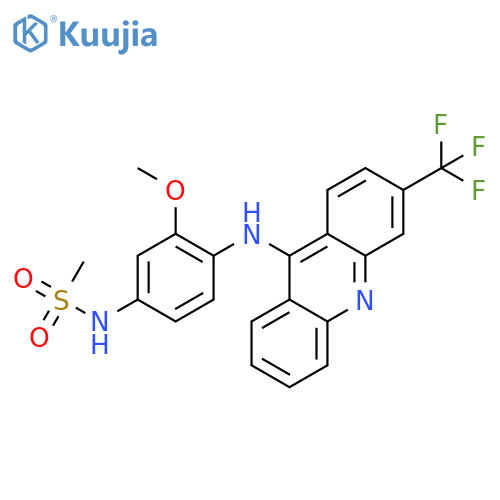 N-(3-methoxy-4-{[3-(trifluoromethyl)acridin-9-yl]amino}phenyl)methanesulfonamide structure