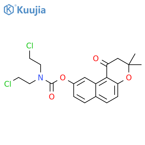 Carbamic acid, bis(2-chloroethyl)-, 2,3-dihydro-3,3-dimethyl-1-oxo-1H-naphtho[2,1-b]pyran-9-yl ester (9CI) structure