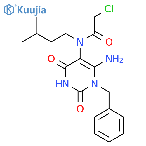 N-(6-amino-1-benzyl-2,4-dioxo-1,2,3,4-tetrahydropyrimidin-5-yl)-2-chloro-N-(3-methylbutyl)acetamide structure